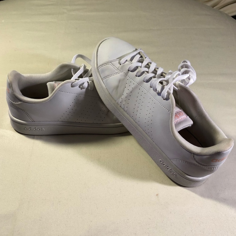 Adidas Advantage Base Cloud White Glow Pink Womens Sneaker - Picture 13 of 16